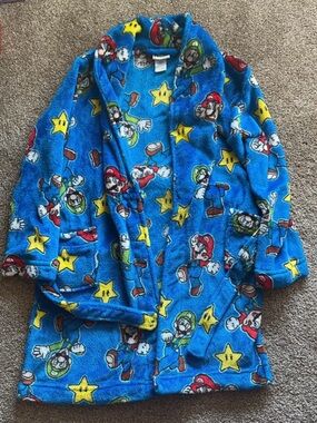 Blue Mario & Luigi Kids Fleece Robe